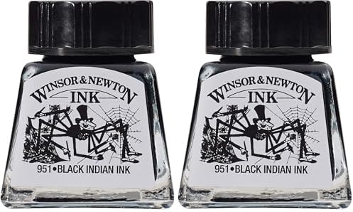 Winsor & Newton 1005030 Drawing Ink 14ml Black Indian (Pack of 2)