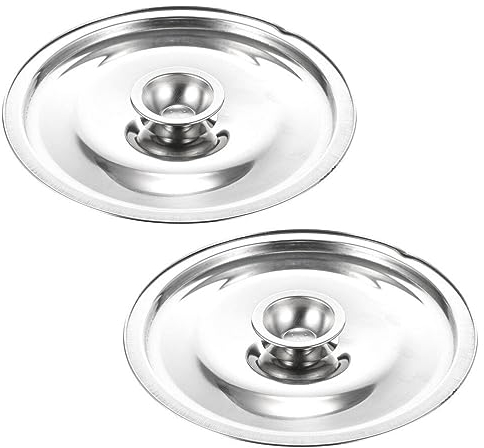 Luxshiny 2pcs Stainless Steel Universal Pot Lid, 10cm Round Oil Jar Cover, Anti-Scald Saucepan Lid, Dustproof & Space-Saving Design for Kitchen Use