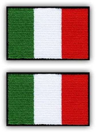 Set mit 2 Stück – Flagge von Italien – klein (3,3 x 2,2 cm) – zum Aufnähen – bestickt