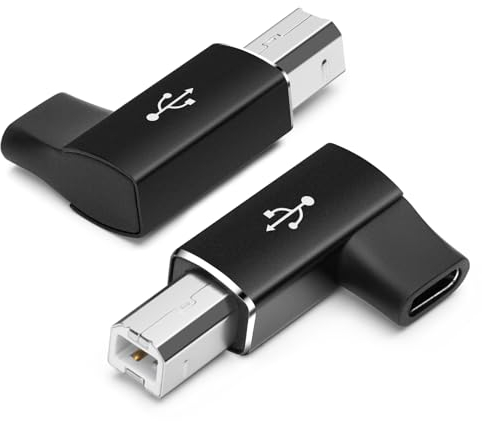 Seminer Adaptador USB C Hembra a Impresora Macho (2 Pack), USB Tipo C a USB B Conector Convertidor Soporte Sincronización de Datos Compatible con Midi, Impresoras, Piano Eléctrico