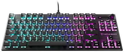 Turtle Beach Vulcan TKL Clavier de jeu PC mécanique linéaire sans clé Titan avec éclairage AIMO RVB par touche, plaque supérieure en aluminium anodisé et câble USB-C amovible – Noir