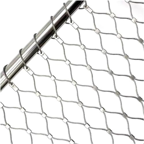Yoeoefuo 1x10m 2x10m 3x10m Zaunpfosten Maschendraht Maschendrahtzaun 304 Edelstahl-seilnetz Gartenzäune Dachschutzgitter Anti-Fall Schutznetz Hühnerzaun Hundezaun Weidezaun (Color : 2mm Wire Size, S
