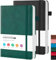 FOCUS DAY 2er Pack Notizbuch A5 Liniert, Leder Notizblock A5 (14.5 x 21.3 cm), Hardcover Tagebuch für Erwachsene, 100 g/m² Dickes Premium Papier, Kein Auslaufen der Tinte, Grün & Schwarz