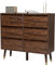 GOOBUY Vintage Kommode mit 6 Schubladen, Vintage Sideboard, Highboard, TV Schrank, Sideboard mit Schubladen, Schubladenschrank Ordnungsmöbel für Wohnzimmer,Schlafzimmer,im Flur, braun