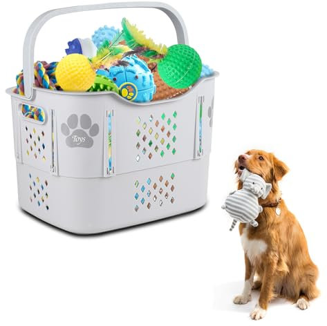 Large Dog Toys Collapsible Plastic Dog Toy Storage Basket, Bins Storage Dog Toy Box with Personalized Dog’s Claw Design for Dog Toys, Coats, and Clothing, BPA Free, Easy to Clean