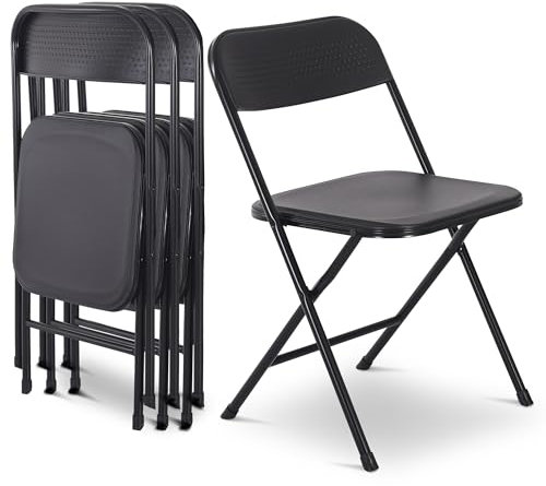 Raburg Klappstuhl 4er-Set, Campingstuhl, Gartenstuhl, Gästestuhl-Set zum Klappen, Indoor & Outdoor, Belastbarkeit 110 kg, Metallgestell, Kunststoff, Jonas, Schwarz/Schwarz