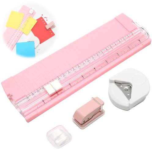 Lot de 3 Coupe Papier pour Travaux Manuels, Massicot Papier A4 avec Lame de Rechange, Couper Coins Arrondis et Perforatrice à Papier Monotrou de 3 mm pour Papier, Photo, Carte