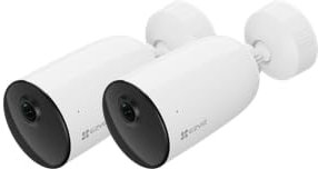 EZVIZ 2-Pack 2025 2K Battery Security Camera Outdoor Wireless, Indoor & Outdoor CCTV Camera, Colour Night Vision, No Monthly Fee, AI Detection, IP65 Weatherproof,4MP,Alexa & Google,No Monthly Fee 2pk