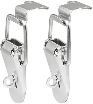 2PCS Spring Loaded Toggle Latch, 90mm Stainless Steel Hasps Clamps, Toggle Clamp Latch with Lock Ring for Box Drawer Cabinet