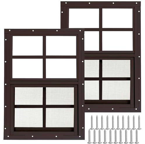 Schuppenfenster, 30,5 x 45,7 cm, bündiges Fenster, Braun