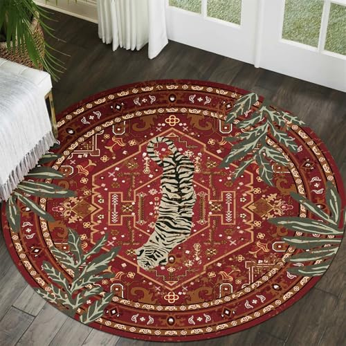 Aldopein Tribal Rugs Sommerteppich, tropisch, rund, 122 cm, Weinrot, traditioneller Boho-Teppich, Vintage, orientalischer Teppich für Schlafzimmer, Küche, Esszimmer, Wohnzimmer, Eingangsbereich,
