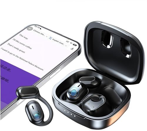 Ai Kopfhörer Übersetzer, 2025 Übersetzungskopfhörer, 144+ Sprachen Kopfhörer Übersetzer Echtzeit mit App, Bluetooth-übersetzungs-ohrhörer für iOS und Android, Reisen und Business (Schwarz)