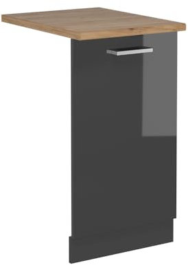 Vicco Tapa del lavavajillas R-Line, Antracita Alto Brillo, 45 cm, ET Roble