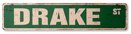 DRAKE Vintage Straßenschild Kinder Name Zimmer Metallschild