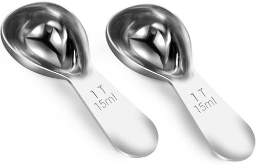 Coffee Scoop, Stainless Steel Coffee Measuring Spoon, Short Handle for Easy Use, Fits Canisters, for Ground Coffees, Beans, Espresso, Powder, 15ml Silver, Home and Office Kitchen Tool