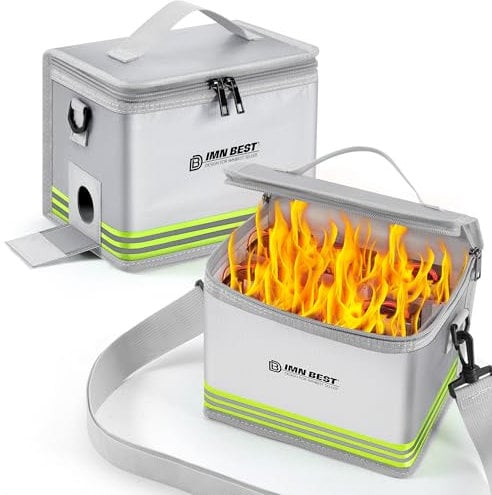 ImnBest Lipo Safe Bag feuerfeste, explosionsgeschützte Tasche Großraum, feuerfester Tresor,Lipo-Akku-Aufbewahrungsbox Schutztresortasche zum Laden und Aufbewahren mit robustem Griff und Netztasche (C)