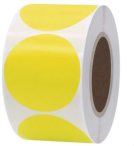500 Stück Runde Aufkleber Gelb, 50 mm Selbstklebende Markierungspunkte, Farbkodierung Etiketten Punktaufkleber, Klebeetiketten Klebepunkte für DIY Büro Kalend, Round Adhesive Dot Sticker Yellow