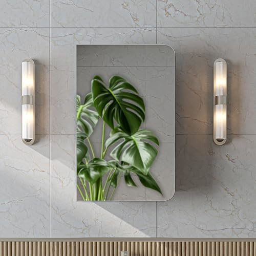 ROOMART Badmöbelset LYCIA 50 cm Unterschrank mit Keramik-Waschbecken, Spiegelschrank, Seitenschrank, Badezimmermöbel in 4 Farben (Hellgrau, Spiegelschrank)