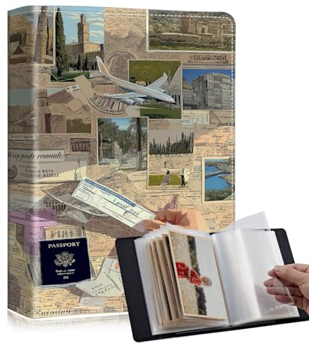 RMJKXQZG Cute 4x6 photo albums 60 Pockets 120 Photos with Strong Elastic Band, Acid-free, Moisture-proof and Dust-proof for Photo Albums 4x6 Pictures for Baby Women, Adventure Exploration Travel Map