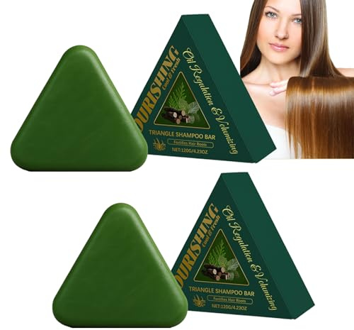 Cypress Leaf Solid Shampoo Bar - Triangle Shampoo Soap, Strengthening Hair & Reducing Hair Loss, usmans grass shampoo soaps, Nourishing Hairs & Eliminating Dandruff for Men Women (2pcs)