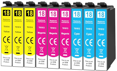 Yowell 9X Druckerpatronen Kompatibel für Epson 18 18XL Farbe | für Expression Home XP-322 XP-215 XP-205 XP-225 XP-305 XP-325 XP-422 XP-405 XP-415 XP-425 XP-315 XP-312 XP-412 XP-102