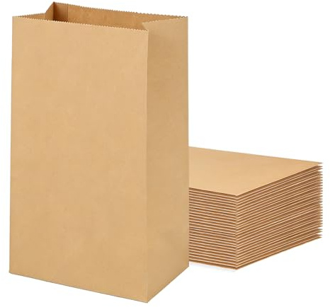 Weifeng 50 Stück Papiertüten Klein 11x6x20cm Papiertüten Braun | Kraftpapier Tütenfür Geburtstag, Erstkommunion, Firmung, Jugendweihe, Hochzeit Süßigkeitenbar (70 g/m2)