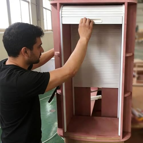 Vibeo Rolladenschrank Küche Aufsatz Rolltür für Schrank mit Handgriff und Sichtbarer Schiene, 50 60 70 80 90 cm Hohe Schiebetür (Rollotür), Weißes Rollotür-Küchenschrank-Set(50x55cm(19.7x21.7in))