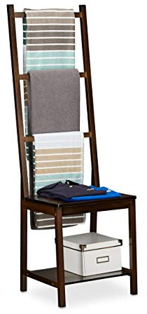 Relaxdays, Kleiderständer, Handtuchständer, Herrendiener, Bambus, HxBxT: ca 133 x 40 x 42 cm, Dunkelbraun Handtuchhalter, 40 x 42 x 133 cm