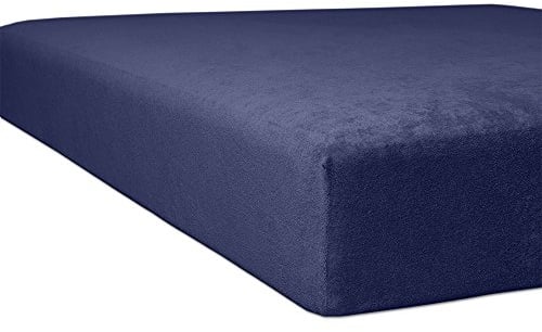 Kneer Spannbetttuch Q95 Nicky-Velours, 90x190-100x200, 32 marine