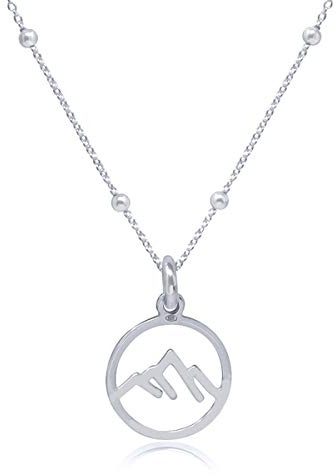 WANDA PLATA Kette Berge für Damen, Junge Mädchen, in 925 er Sterling Silber, Berg-Anhänger Schmuck in Geschenkbox