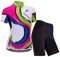 ZEROBIKE Damen Atmungsaktiv Schnelltrocknend Fahrradtrikot Set, Outdoor Kurzarm Radsport-Shirt + 3D Gel Gepolsterte Kurze Hose Fahrradhose (Farbbalken, M)