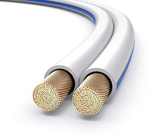 conecto Lautsprecherkabel OFC Professional UltraFlex 2x2,5mm² Kabel Querschnitt (99,9% OFC Vollkupfer 322x0,10mm Litze) HiFi Audio Lautsprecher Boxenkabel, 10m, weiß