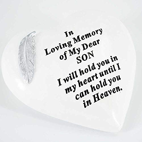 AngraveMemorials Placa Decorativa con diseño de corazón y Pluma de Tumba para Hijo Especial