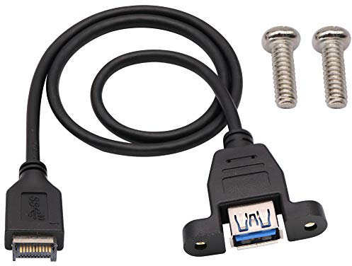 zdyCGTime USB 3.1 Type-e Front Panel Header to USB 3.0 USB-A Female Extension adapter,Dual Screw Locking to Standard USB3.0 Data Cable Panel Mount Type.(1.6ft/50cm)