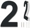 Edelstahl metall Hausnummer - Höhe 125mm - Schrift Arial - moderner schwarze (Nummer 2)