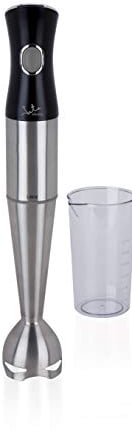 Jata BT5025 - Batidora de Mano de 1.000 W. Pie de acero inoxidable desmontable. Doble cuchilla de acero inox de gran solidez. Pulsador de potencia. Incluye vaso medidor de 600 ml