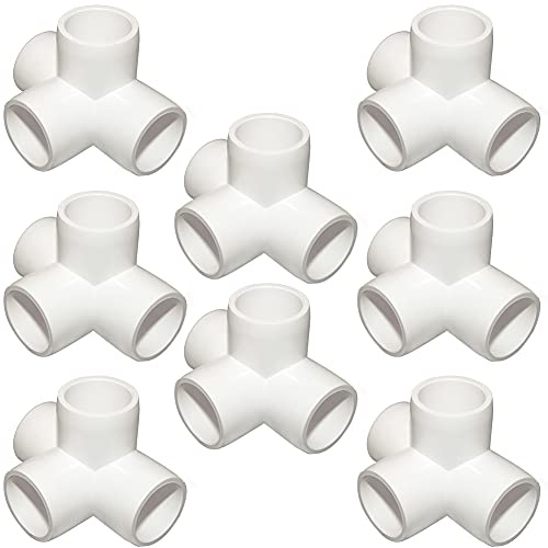 ANPTGHT 1/2“ Tee PVC Fitting 4 Way Elbow Connector Furniture Grade 8 Pack