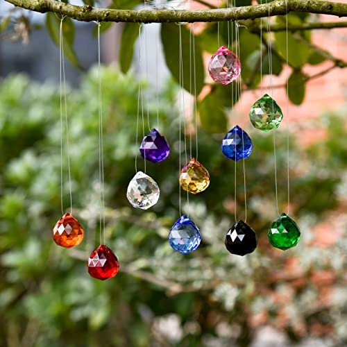 20 bolas de cristal facetado multicolor, cristales colgantes de Prefdo Prismas de arco iris para piezas de candelabro, bolas de iluminación, atrapasueños para decoración de árbol de Navidad