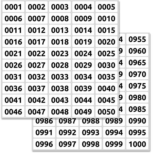 (3 Pack) 1-1000 Nummern Zahlen Aufkleber, Lose Tombola - 40 x 20 mm