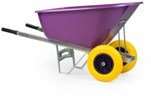 KCT 200L XL Twin Wheel Wheelbarrow Purple - Heavy Duty Garden/Stable Yard/Builders Barrow with Puncture Proof Tyres