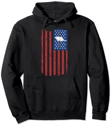 Groundhog Day Vintage amerikanische Flagge Retro Wood Chuck Pullover Hoodie