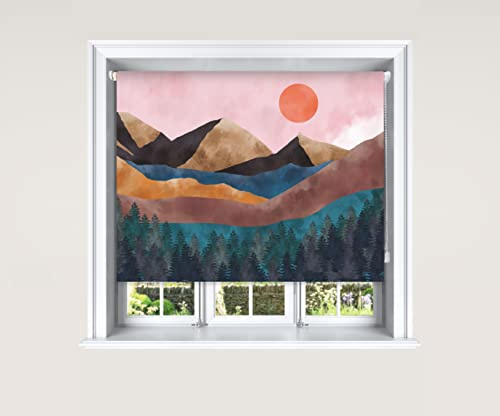 Lister Cartwright Tapestry Mountain Art Blackout Roller Blind Painted View Windows Blinds Child Safety Decor Painted Easy Fit Cut To Size (180 cm Width x 140 cm Drop)