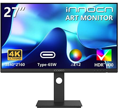 INNOCN 4K Monitor 27 Inch IPS Screen Professional Calibration, 98% DCI-P3, HDR, (HDMI/DisplayPort/USB-C), Height Adjustable, VESA 75 x 75, 27C1U-D