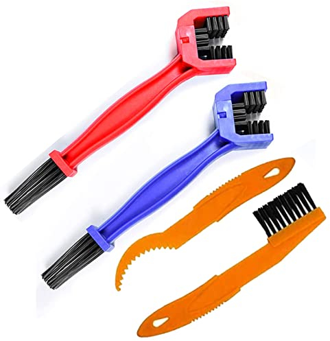 QeeHeng kit pulisci catena bici - 4 Pezzi kit spazzola pulizia bicicletta,kit pulizia bici/pulitore catena moto della Bici Adatto a Tutte Le Biciclette