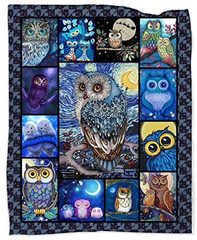 Eulen-Geschenke für Frauen, Eulen-Decke, 127 x 101,6 cm, Eulen-Dekoration, Eulenempfangs-Decken, Geburtstag, Weihnachten, Eulenliebhaber, Geschenke, Flanell-Überwurf, Decken für Couch, Sofa, für alle