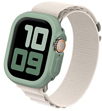 RHINOSHIELD funda bumper compatible con Apple Watch Ultra 3 / Ultra 2 / Ultra [49 mm] | CrashGuard NX - Diseño compacto con tecnología resistente a Impactos, resistente al deslizamiento - Verde Salvia