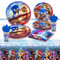 Ensemble de Fête D'anniversaire, Vaisselle de Fête Décoration d'anniversaire Enfant, Party Supplies Décoration Set, pour 10 Enfants Filles garçons