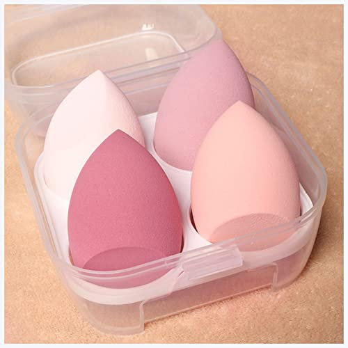 Houppette maquillage 4 pièces Maquillage Sponge Ensemble de maquillage poudre de poudre de poudre violet Blender Bulk Beauty Tool Accessoires Sac éponge de maquillage Houppette poudre libre ( Size : M