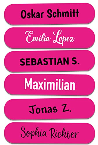 Sunnywall® 55-1920 Stück Namensaufkleber selbstklebend 36x7,7 mm für Büro, Verein, Schule, Kindergarten Organisation Beschriftung Aufkleber Etikette (Pink)