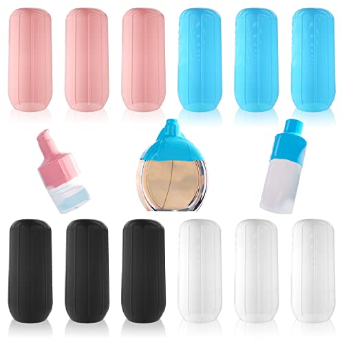 12 Pcs Elastic Silicone Sleeves for Leak Proofing Travel Containers, Reusable Bottle Covers for Toiletries, Shampoo Bottles